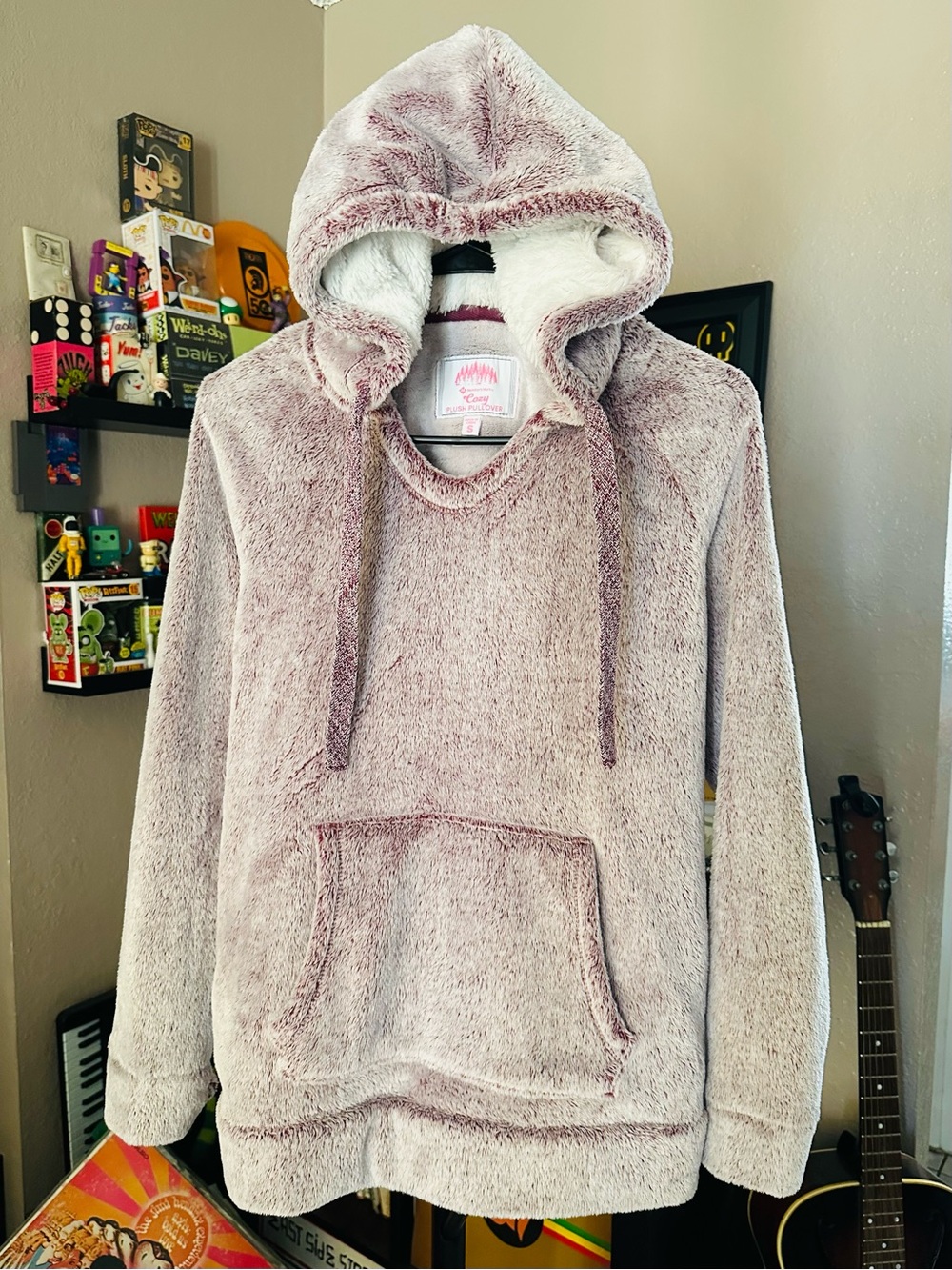 Plush Hooded Women's Pullover Sweater - Dusty Rose